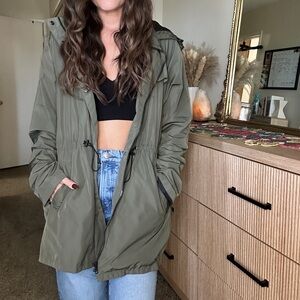 Theory Olive Utility Zip-Front Jacket L